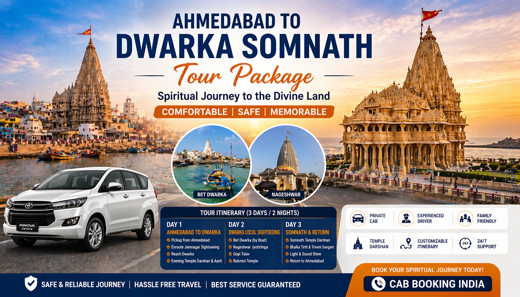 Ahmedabad to Dwarka Somnath Tour Package