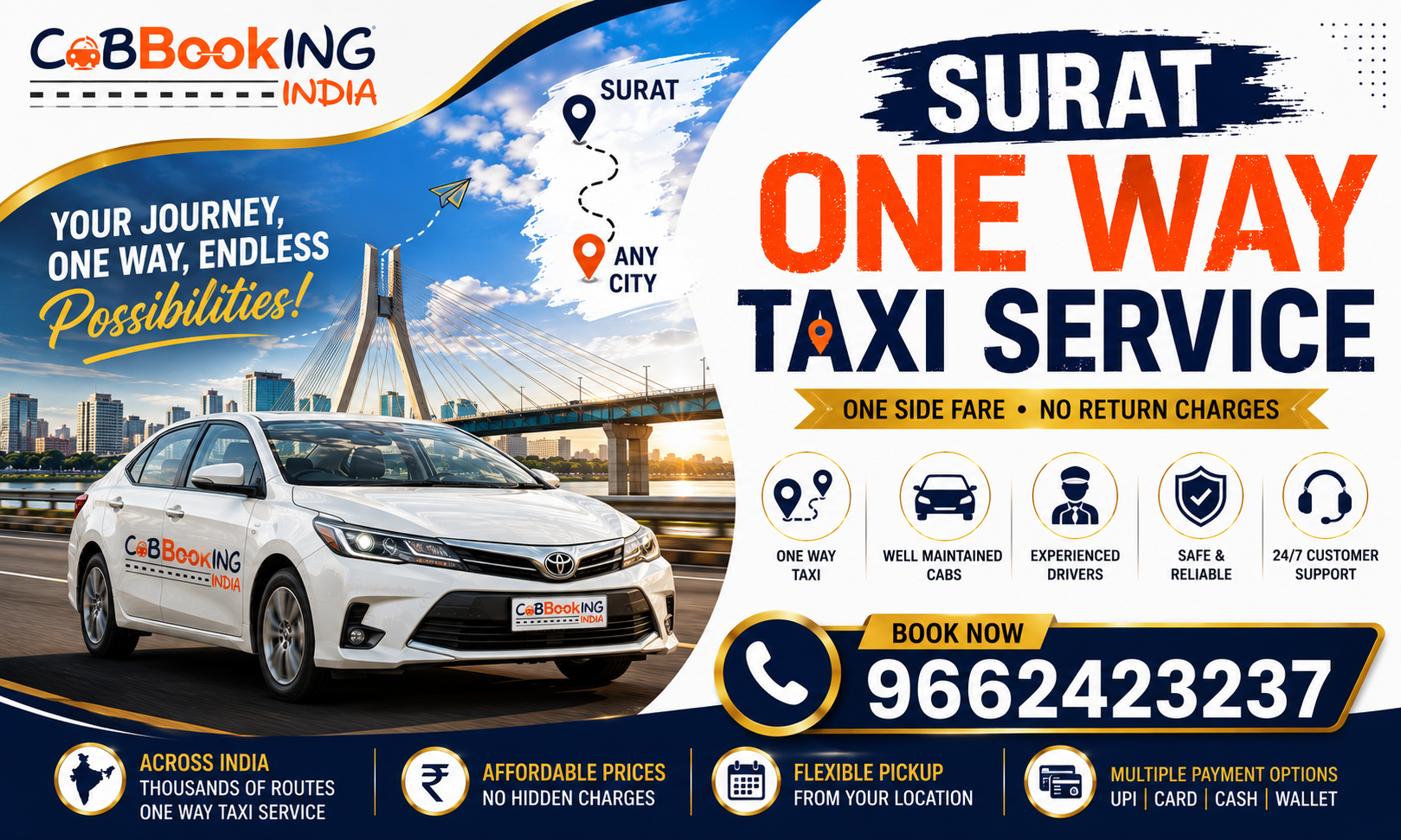 One Way Taxi in Surat – Book Affordable Surat One Way Cab Service