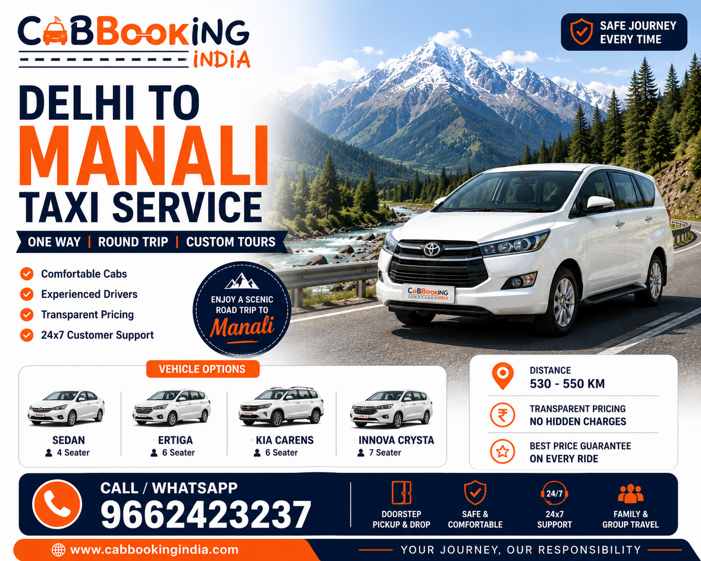 Delhi to Manali Taxi Service